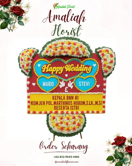 Papan Bunga Pernikahan Baya Biru